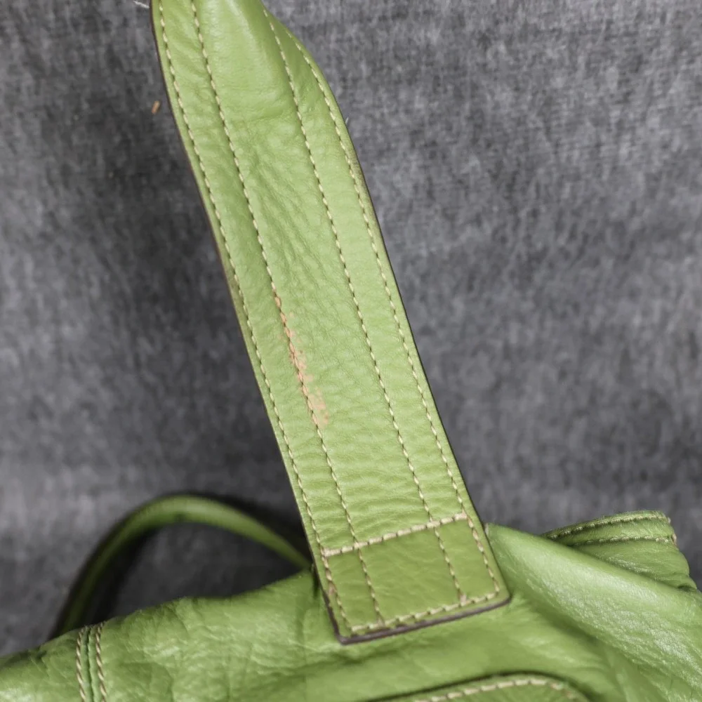 Franco Sarto Shoulder Bag Womens Medium Green Leather Buckle Zip Pockets Charm